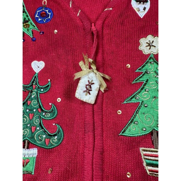 Women‎ Christmas Sweater Red Christmas Trees XL Tiara International vintage ugly - Picture 3 of 11